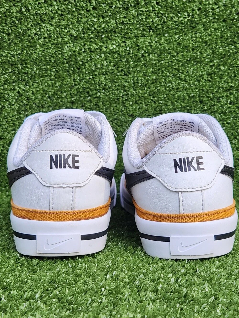 Nike Court Legacy Low Big Girls Leather White Tan Sneakers Shoes Size 4.5 Youth
